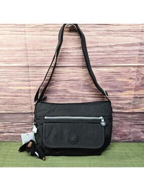 Kipling Syro Black Nylon Crossbody Bag NWT HB7702 Monkey Keychain Davina